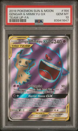 Gengar & Mimikyu GX PSA 10 GEM MINT 164/181 Full Art Team Up TAG TEAM Card - Image 1