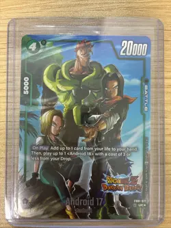 Bandai Android 17 UC FB01-077 Dragon Ball Z Dokkan Battle 20000 HP Battle Card - Image 1