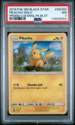 2019 POKEMON SM BLACK STAR PROMO #SM183 PIKACHU-HOLO PSA7 - Image 1