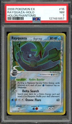 PSA 7 Near Mint Rayquaza Holo (Delta Species) Holon Phantoms 16 Vintage Pokemon - Image 1