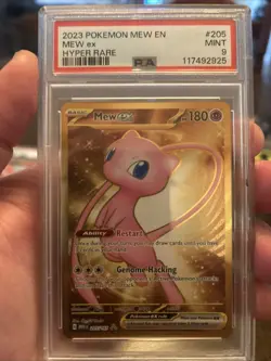 Pokemon Mew EX Gold TCG 205/165 SV 151 Scarlet & Violet Hyper Rare Holo PSA 9 - Image 1