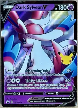 POKEMON SWORD SHIELD PROMO DARK SYLVEON V SWSH134 NM 25TH CELEBRATIONS STAMP QTY - Image 1