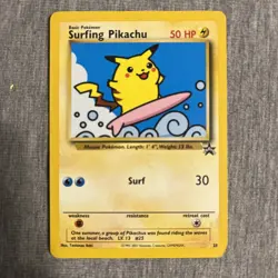 Surfing Pikachu # 28 Black Star Promo WOTC Rare Pokemon Card 1 - Image 1