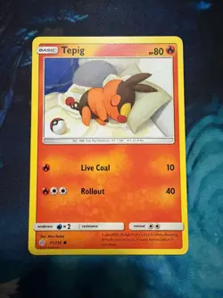 Tepig 31/236 Non Holo Common Sun & Moon Cosmic Eclipse Pokemon Card NM - Image 1
