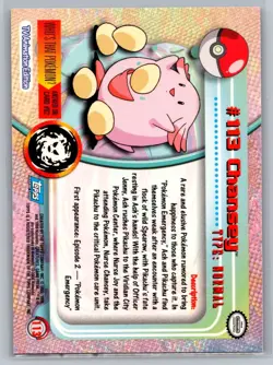 Chansey #113 Topps Pokemon Card - Foil - Blue Logo - NM - Image 2