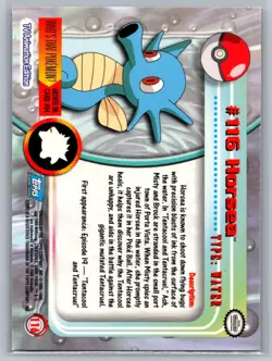 Horsea #116 Topps Pokemon Card - Foil - Blue Logo - NM - Image 2