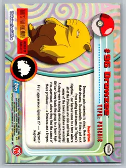 Drowzee #96 Topps Pokemon Card - Foil - Blue Logo - NM - Image 2