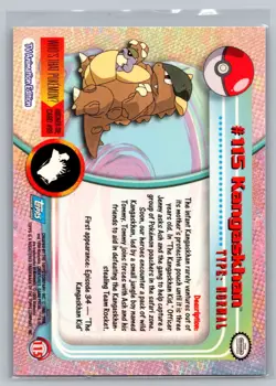 Kangaskhan #115 Topps Pokemon Card - Foil - Blue Logo - NM - Image 2