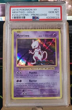 Pokemon Mewtwo XY Evolutions STAMPED Prerelease Holo Promo #51 PSA 10 Gem Mint - Image 1
