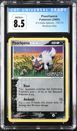 2005 Pokemon Ex Delta Species Poochyena Reverse Foil Cgc 8.5 (very Clean) - Image 1
