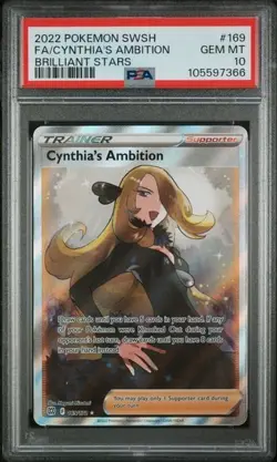 2022 POKEMON SWORD & SHIELD BRILLIANT STARS #169 FA/CYNTHIA'S AMBITION PSA 10 - Image 1