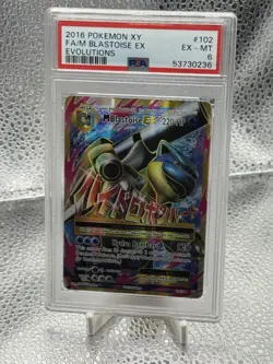2016 POKEMON XY EVOLUTIONS #102/108 FULL ART M BLASTOISE EX PSA 6 - Image 1