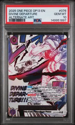 2025 ONE PIECE OP13-CARRYING ON HIS WILL ALTERNATE ART DIVINE DEPARTURE PSA 10 - Image 1