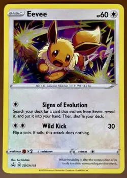 Eevee SWSH118 Black Star Promo Sword & Shield Holographic Pokemon Card NM - Image 1