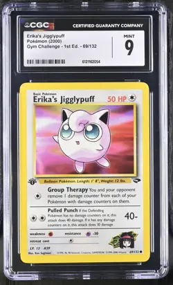 CGC 9 MINT Erika's Jigglypuff Gym Challenge 1st Edition 69/132 Pokemon Card - Image 1