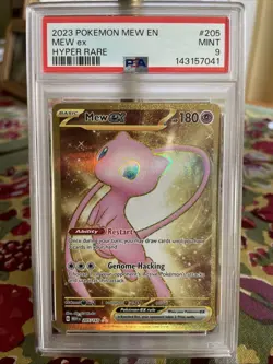 Pokemon Mew EX Gold TCG 205/165 SV 151 Scarlet & Violet Hyper Rare Holo PSA 9 - Image 1