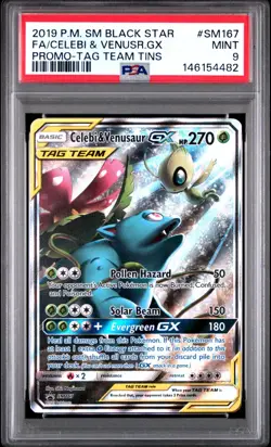 Pokemon Card Celebi & Venusaur GX SM167 SM Black Star Promo 2019 Full Art PSA 9 - Image 3