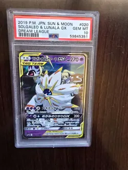 2019 Pokemon Japanese Sun & Moon Dream League Solgaleo Lunala GX 020/049 PSA 10 - Image 1