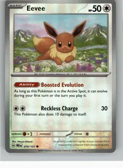 EEVEE 074/131 C PRISMATIC EVOLUTIONS POKEMON MASTER BALL HOLO NM - Image 1