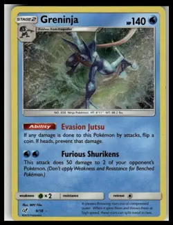 Greninja 9/18 Rare Ultra Detective Pikachu Pokemon Moderately Played - Image 1