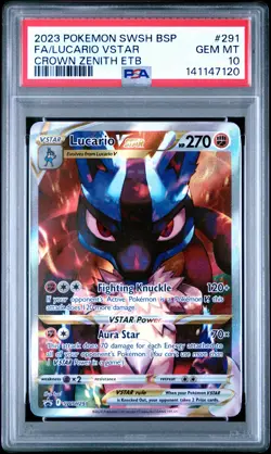 2023 POKEMON SWSH BLACK STAR PROMO #291 FULL ART/LUCARIO VSTAR PSA 10 - Image 1