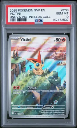 2025 POKEMON SVP EN-SV BLACK STAR PROMO #208 VICTINI PSA 10 - Image 1