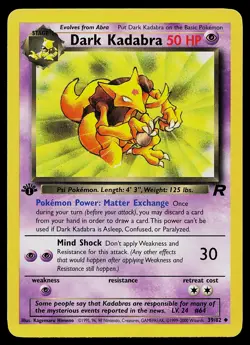 Pokemon Card - Dark Kadabra Team Rocket 39/82 Uncommon 1st Edition - Image 1
