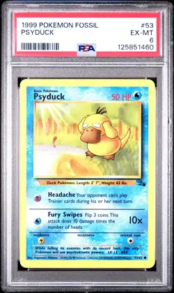 1999 POKEMON FOSSIL #53 PSYDUCK PSA 6 - Image 1