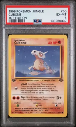 1999 POKEMON JUNGLE 1ST ED #50 CUBONE PSA 6 - Image 1