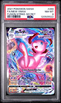 2021 POKEMON SWORD & SHIELD FUSION STRIKE SECRET #269 FULL ART/MEW VMAX PSA 8 - Image 1