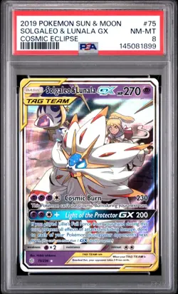 PSA 8 Solgaleo & Lunala GX 75/236 Pokemon TCG Sm-Cosmic Eclipse Holo 75/236 - Image 1