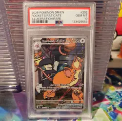 2025 POKEMON DESTINED RIVALS TEAM ROCKETS RATICATE #202 PSA 10 - Image 1