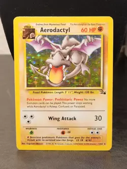 Pokemon TCG Aerodactyl Fossil Holo Card 1/62 Unlimited Rare HP-MP - Image 1