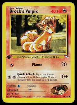 Pokemon Card - Brock's Vulpix 1st Edition Gym Heroes 73/132 Common - Image 1