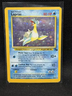 🔥 Lapras 10/62 🔥 Original Holo Rare Fossil Set Pokemon Card WOTC TCG 1999 - Image 1