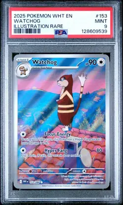 2025 POKEMON WHT EN-WHITE FLARE ILLUSTRATION RARE #153 WATCHOG PSA 9 - Image 1