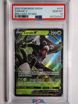 2022 Pokemon - Zarude V 016/172 Swsh09: Brilliant Stars Holo PSA 10 Ultra Rare - Image 1