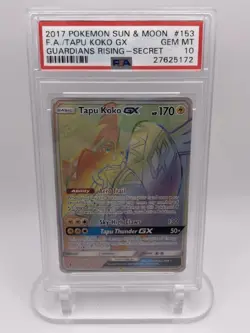 2017 Pokemon Sun & Moon Guardians Rising #153/145 Tapu Koko GX PSA 10 - Image 1