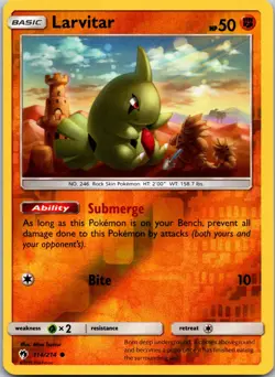 Larvitar 114/214 C Lost Thunder Pokemon Reverse Holo NM - Image 1