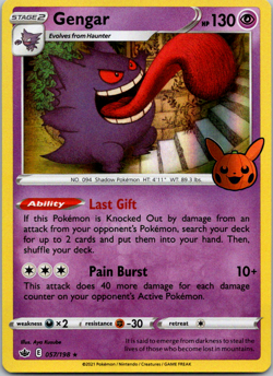 Pokemon TCG Halloween Trick Or Trade Gengar Holo 57/198 NM Stamped - Image 1