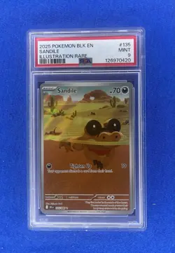 Sandile, Illustration Rare #135 - 2025 Pokemon BLK EN-Black Bolt - PSA 9 MINT - Image 1