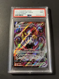 2021 Pokemon Chandelure VMAX Full Art 040/264 Fusion Strike PSA 9 Fresh Grade - Image 1