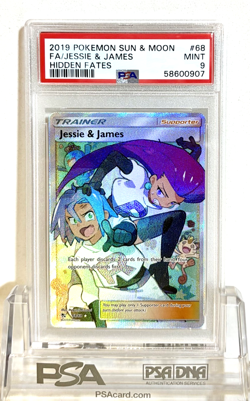 NEW 2019 Pokemon TCG Card Hidden Fates 68 FA/Jessie & James Full Art PSA 9 MINT - Image 1