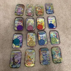 Prismatic Evolutions *NO PACKS* Mini Tin Complete Set Of 8 (Tin + Card + Coin) - Image 2