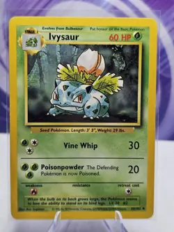 Pokemon Card Base Set Unlimited Ivysaur 30/102 Uncommon LP - Image 1