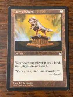 MtG - Horn of Greed - Stronghold - Artifact - Rare - Image 1