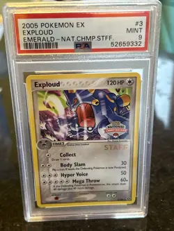 2005 Pokemon Exploud EX Emerald STAFF National Championship PSA 9 3/106 POP 24 - Image 1