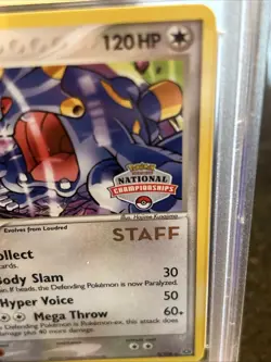 2005 Pokemon Exploud EX Emerald STAFF National Championship PSA 9 3/106 POP 24 - Image 2