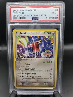 2005 Pokemon Exploud EX Emerald STAFF National Championship PSA 9 3/106 POP 24 - Image 1