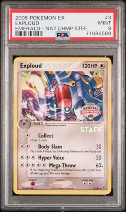 2005 Pokemon Exploud EX Emerald STAFF National Championship PSA 9 3/106 POP 24 - Image 3